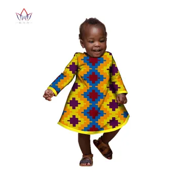 

Fashion African Print O-neck A-line Dress for Baby Girls Party Long Sleeve Dress Dashiki Traditional African Clothes WYT127