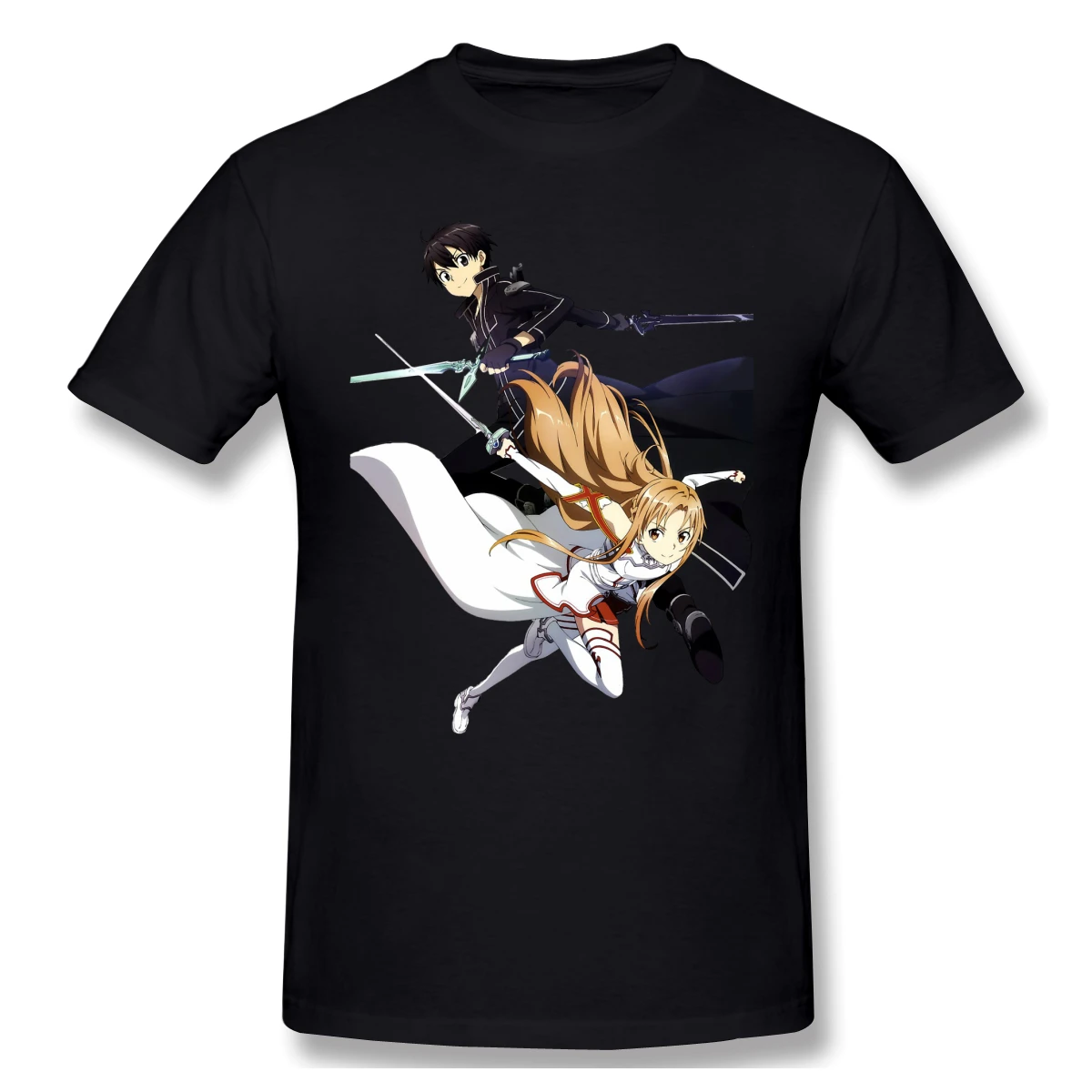 Футболка с надписью Asuna And Kirito In Sword Art Online Забавные футболки круглым вырезом 100%