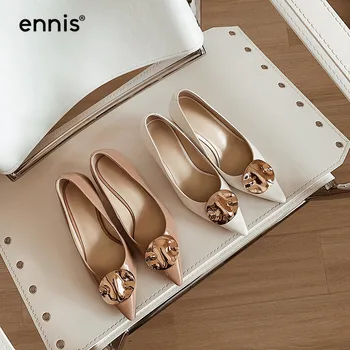 

ENNIS 7cm Pointed Heels Women Patent Leather Stiletto High Heels Shoes With Metal Decoration Designer Pumps Autumn 2020 P0093
