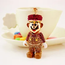 Корейский стиль креативный милый сантехник мультфильм фигурка автомобиля брелок металлический кулон с инкрустацией стразами Подарочный Брелок для ключей