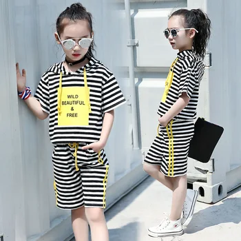 

New Summer Girls Clothes Sets Children's Clothing Set Short Sweatshirt+ Pants 2 Pcs Baby Girl Clothes 3 4 5 6 8 9 10 12 13 Years