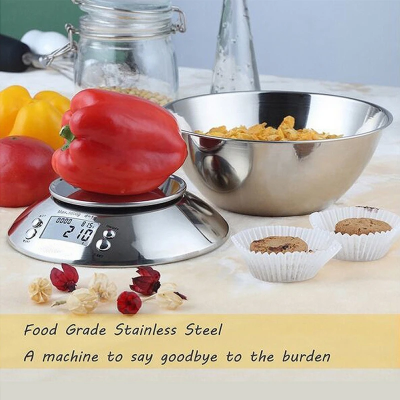 Stainless Steel LCD Display Digital Kitchen Scale With Removable Bowl Temperature Sensor And Alarm  - 4000529893051