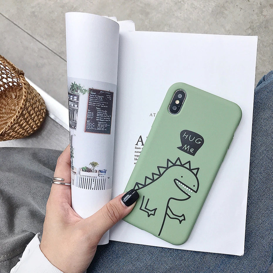 Cute Dinosaur Phone Case For iphone XS Max X XR 11 11Pro Max 8 7 6 S Plus 11Pro Case Soft Silicone Candy Color Back Cover