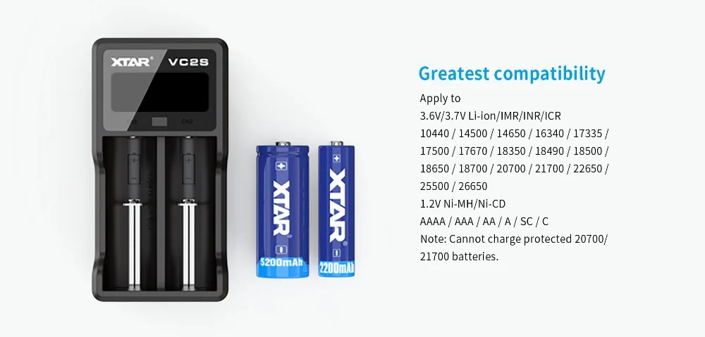 2 шт Xtar перезаряжаемый аккумулятор 18650 3500 мАч 3,7 в защищенный для фонарей с nitecore I2 зарядное устройство VC2 зарядное устройство