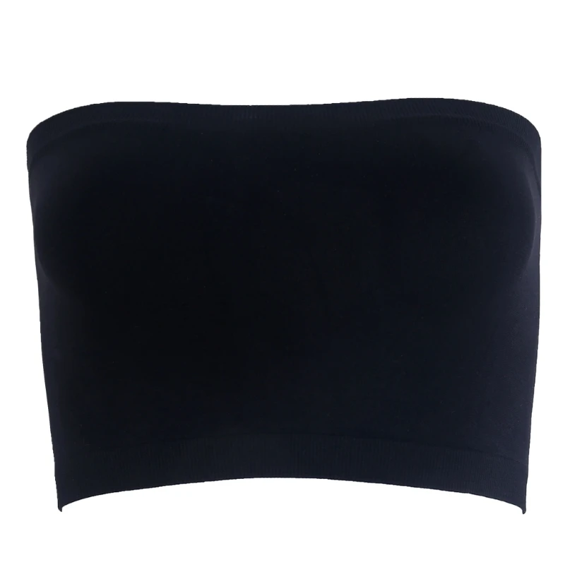 One-Piece Seamless Elastic Strapless Bandeau Bra Tube Top Bra Womens One Size - Цвет: BK