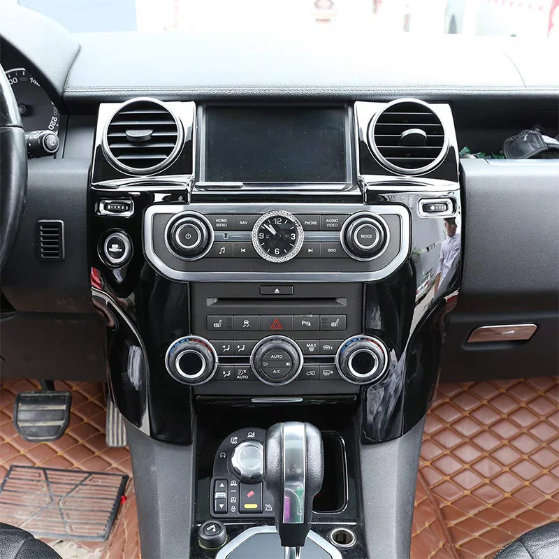 2 шт. для Land Rover Discovery 4 LR4 2010- для LHD аксессуары ABS Глянцевая черная центральная консоль AC Розетка крышка Накладка наклейка
