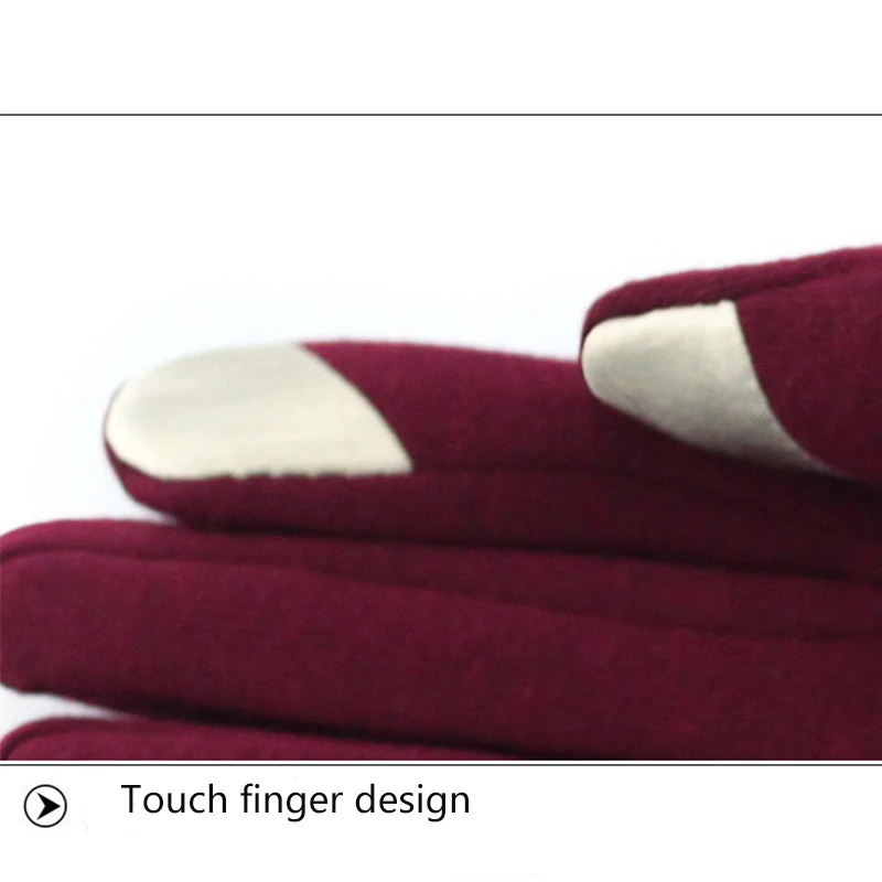 Женские перчатки: теплые плюшевые винно-красные перчатки осенью и зимой; уличные перчатки для верховой езды; перчатки для вождения с сенсорным экраном