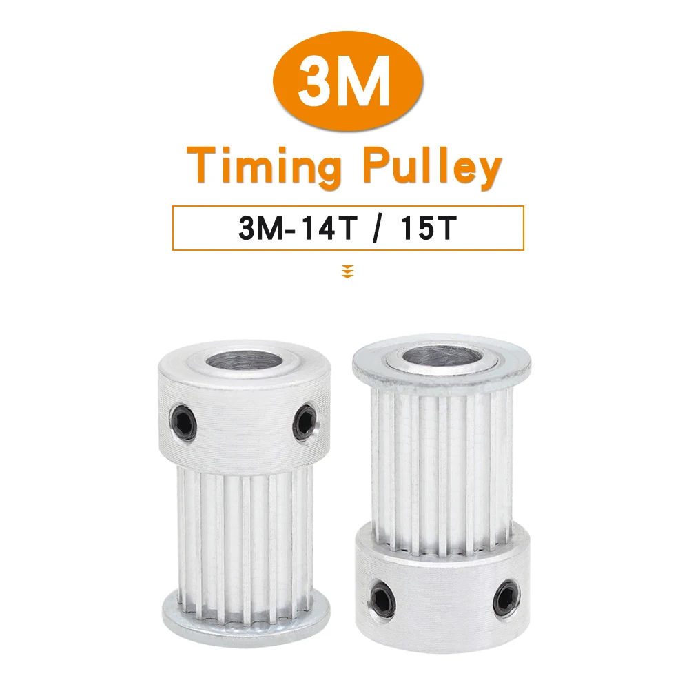 

Timing Pulley 3M-14T/15T Bore Size 4/5/6/6.35 mm Alloy Pulley Wheels Teeth Pitch 3.0 mm K Shape For Width 15 mm 3M Timing Belt