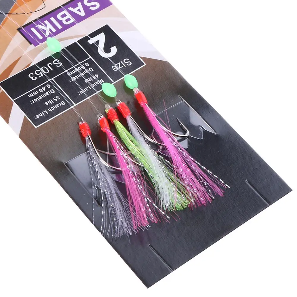 

5pcs Barbed Sabiki Fishing Hooks Rigs 2# Worn Fake String Hook Soft Bait Artificial Barbed Hook Fishing Lures