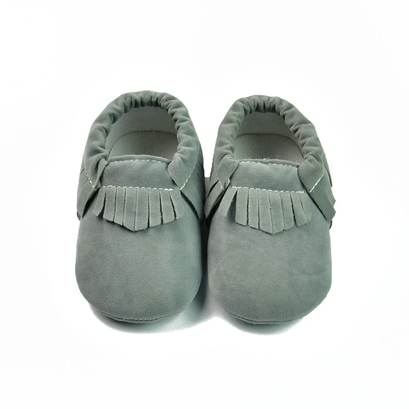 Милая детская обувь для мальчиков и девочек, удобная обувь для первых шагов, кожаная подошва, принцесса, бахрома, детская обувь, повседневные Мокасины - Цвет: Dark gray