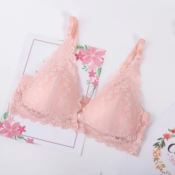 

Sexy Seamless Lace Bra Women Wire Free Beauty Back Small Bra Triangular Cup Gathered Elastic Underwear P1