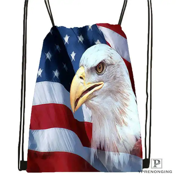 Пользовательский Орел с американским флагом DrawstringBackpackBagforManWomanCute рюкзак для детей(черная спинка) 31x40 см#20180611-03-137 - Цвет: Drawstring Backpack