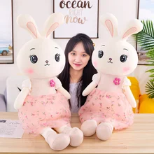 Grande peluche lapin en dentelle, Kawaii, 60 130CM, décoration de chambre de fille, tissu confortable et doux, cadeaux d'anniversaire