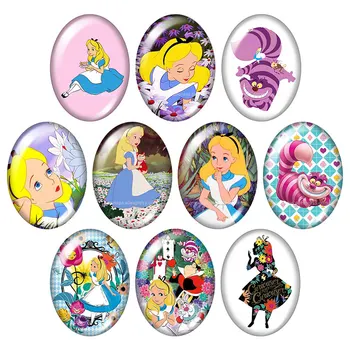 

TB0218 Princess Alice Girls gift 10pcs mixed 13x18mm/18x25mm/30x40mm Oval photo glass cabochon demo flat back Making findings