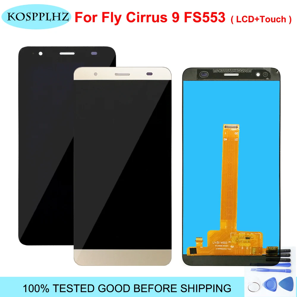 

5.5 inch For Fly Cirrus 9 FS553 LCD Display+Touch Screen Digitizer LCD Screen Glass Panel Replacement Accessorie FS 553 + tools