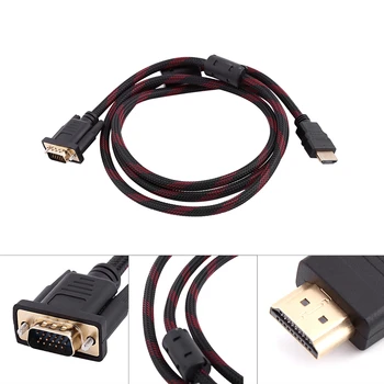 

HDMI To VGA Connector Cable 1080P 15 Pin HDMI To VGA Cables Male To Male Connector Adapter Cord Transmitter 5FT