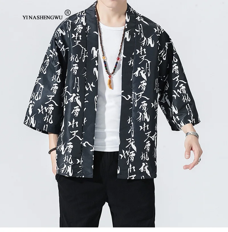 Yukata женское традиционное японское кимоно Харадзюку пара Kimonos кардиган Мужская пляжная свободная тонкая рубашка Солнцезащитная рубашка