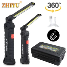 USB Rechargeable Flashlight with Built-in Battery Set Multi Function Folding Work Light COB LED Lamp Camping Torch Flashlight