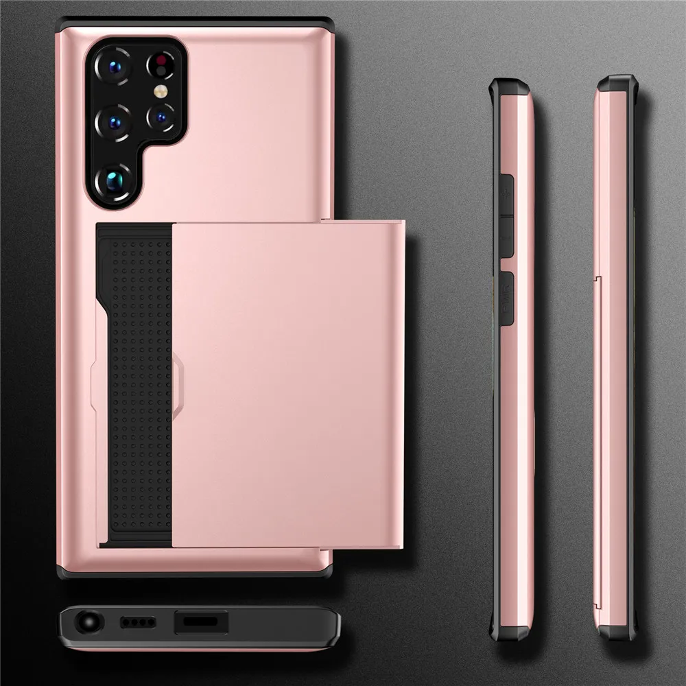 S23 Ultra Armor csúsztatható kártyatok Samsung Galaxy S23 Ultra S22+ Coque kártyanyílás fedele Galaxy S22 Plus Pro S22 Ultra 5G készülékhez_voghion.com