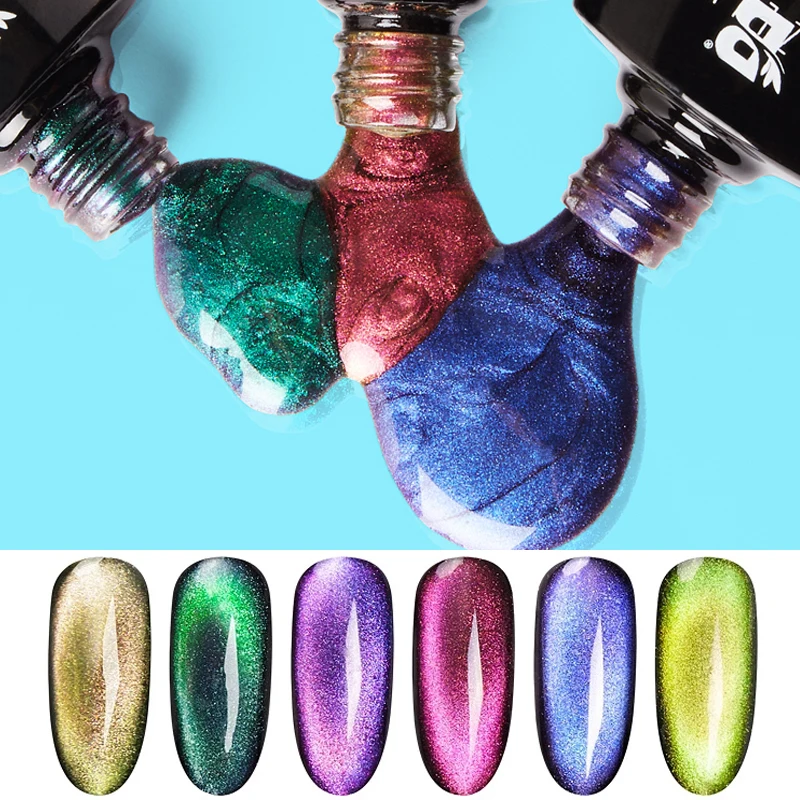 5D Cat Eye Magnetic Nail Gel 7.3ML Gel Polish Soak Off LED UV Gel Lacquers Strong Effect Varnish Black Base Need Nails Art Tools