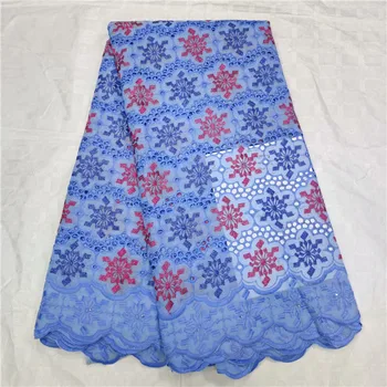 

High Quality blue Lace In Switzerland 100% Cotton Lace Fabric For Women African Voile Lace Fabric