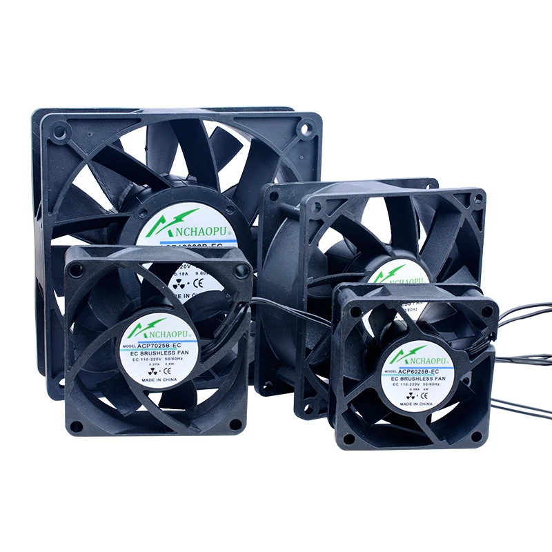 Cooling Fan ANCHAOPU EC Brushless AC 110V 120V 220V 240V Ball Bearing 2 lines 60mm 70mm 80mm 92mm 120mm 140mm For cabinets