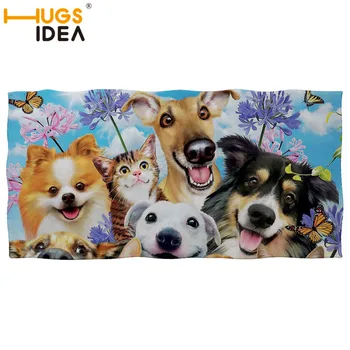 

HUGSIDEA Dog Dolphin Cat Selfie Soft Bath Shower Towel Animals Printed Soft Super Absorbent Beach Towels Quick-Dry Face Towels