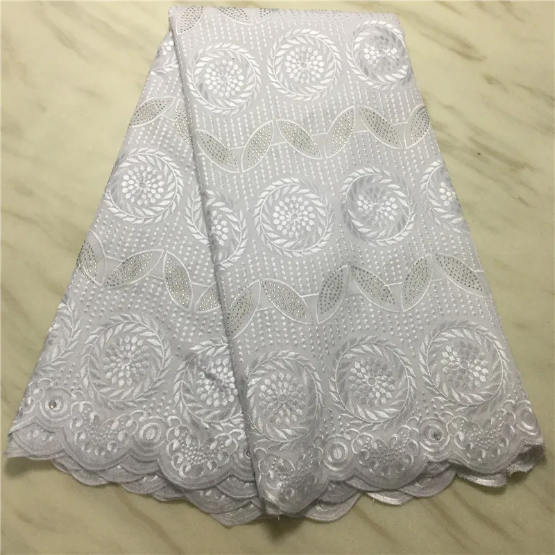 5 yards White Gold Handcut African lace fabric beautiful Nigeria garment sewing with lots of stones | Дом и сад