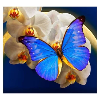 

DIY Diamond Painting Blue Butterfly Handmade Rhinestone Needlework Diamond Painting Embroidery Cross Stitch Kit Home Decor