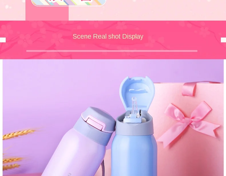 Pupils Vacuum Flask with Straws, Adults, Pregnant Womens Cups, Large-capacity Drinking Straws, Cups, Children Go Out and Carry