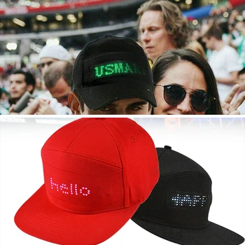 

Creative LED Display Light Hat Customized Bluetooth Mobile APP Control Hat Led Light Word Hip Hop Hat Diy Festivals Party Decor