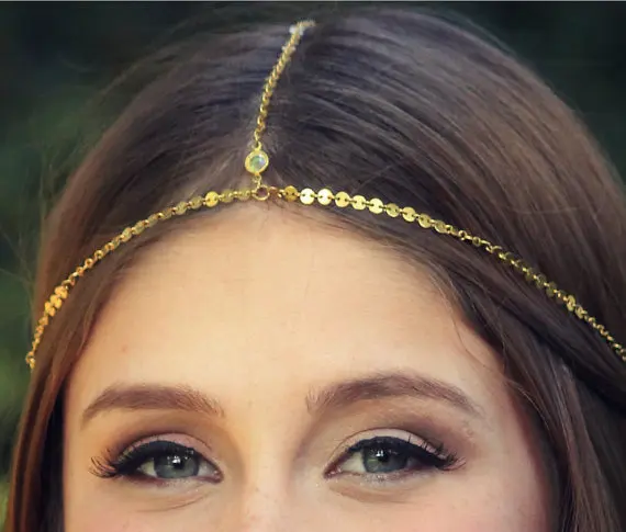 

Europe And America New Products Retro Simple Style Simple Acrylic Pendant Copper Chain Hair Band Hair Accessories T106