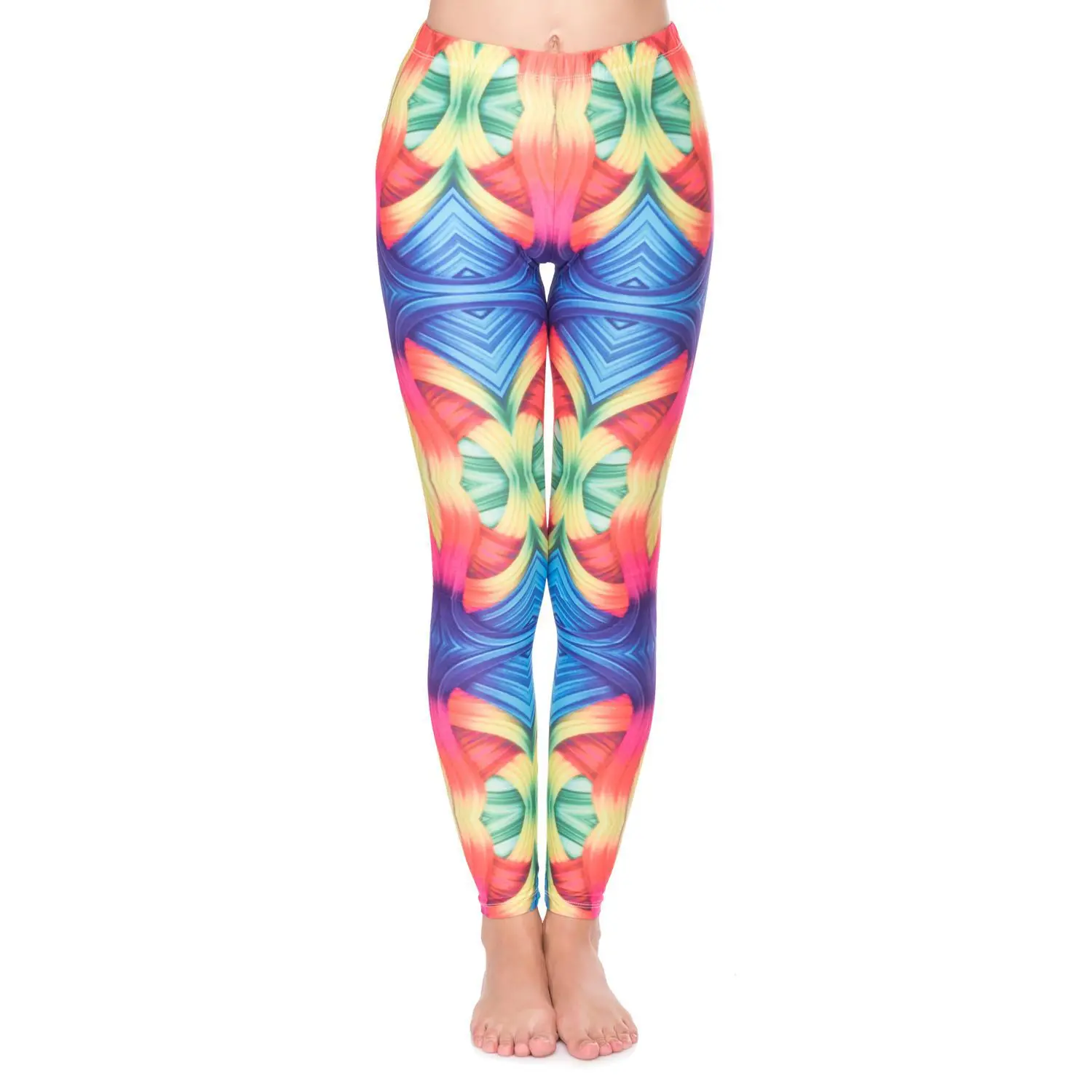 Plaid stripe European-American printed nine minute pants high-waisted sport large size leggings for women