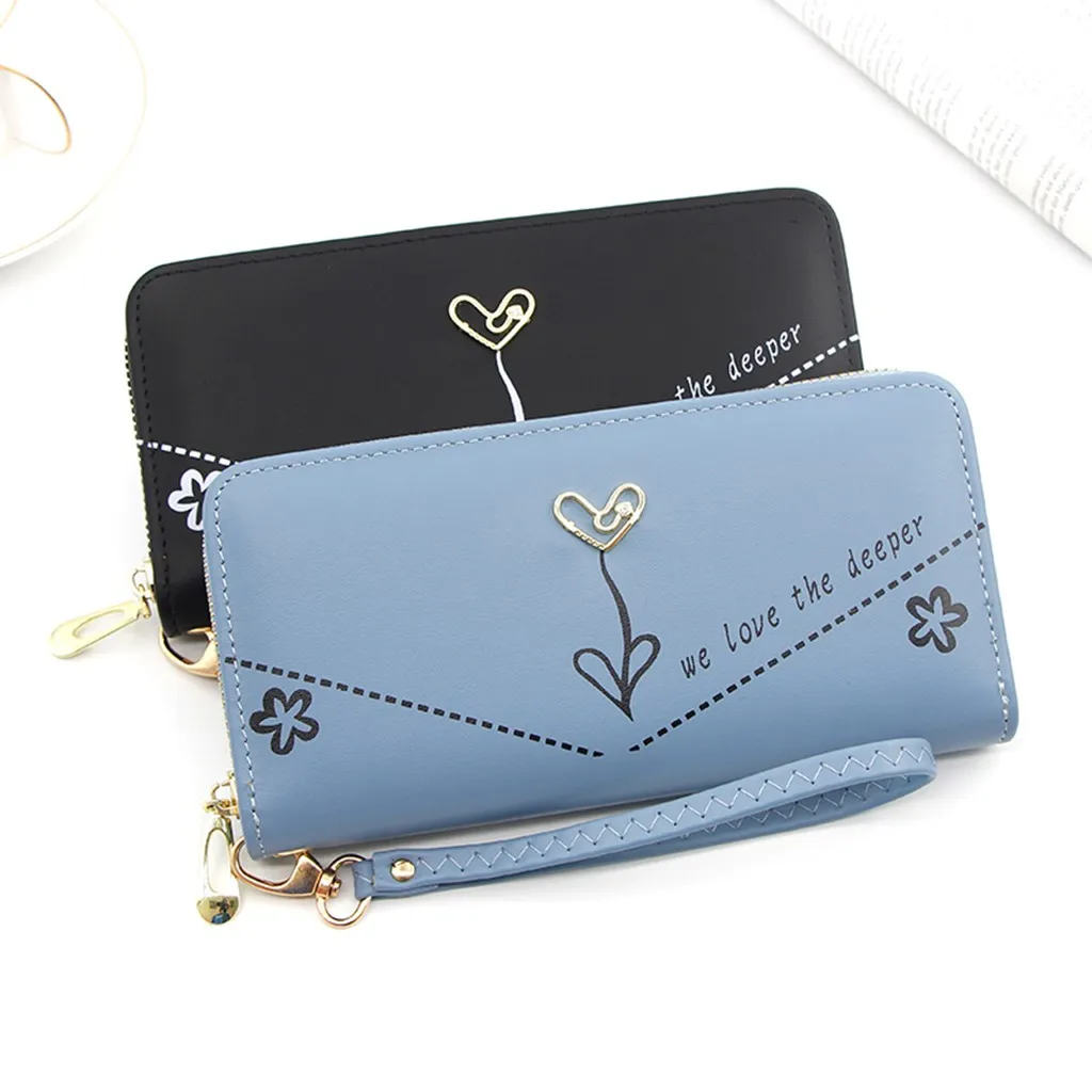

Soft PU Leather Zipper Women's Clutch Bag Pure Color Bags Small Coin Purse Card Package Big Wallet Multicolor Selection #T