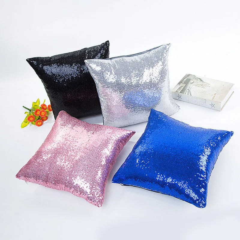 

Solid Color Glitter Silver Sequins Bling Throw Pillow Case Cafe Home Decor Cushion Cover Decorative Pillows capa de almofada