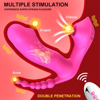 3 IN 1 Sucking Vibrator Heating Wearable Dildo Vibrator Anal Vagina Clitoris Stimulator Sex Toys for Women G-spot Oral Suction 2