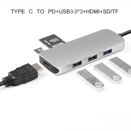 Usb type-C к VGA HDMI адаптер USB3.0 USB-C PD зарядный концентратор разветвитель