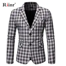 M-3XL осенние мужские спортивные пиджаки клетчатый шарф воротник зимняя верхняя одежда Умные повседневные тонкие куртки для мужчин плюс размер пальто костюмы Новинка