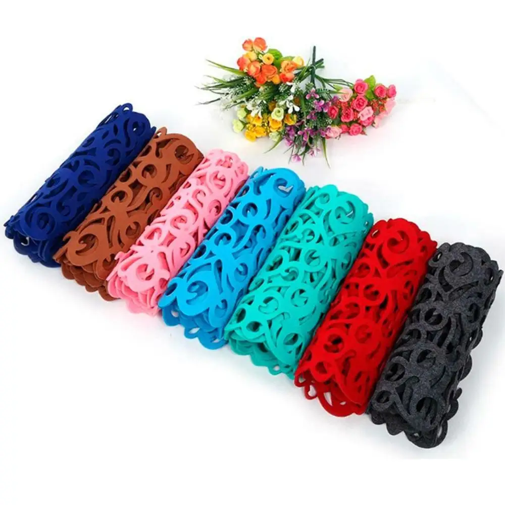 

Creative Hollow Felt Placemat Non-woven Insulation Coaster Color Rectangular Felt Table Flag