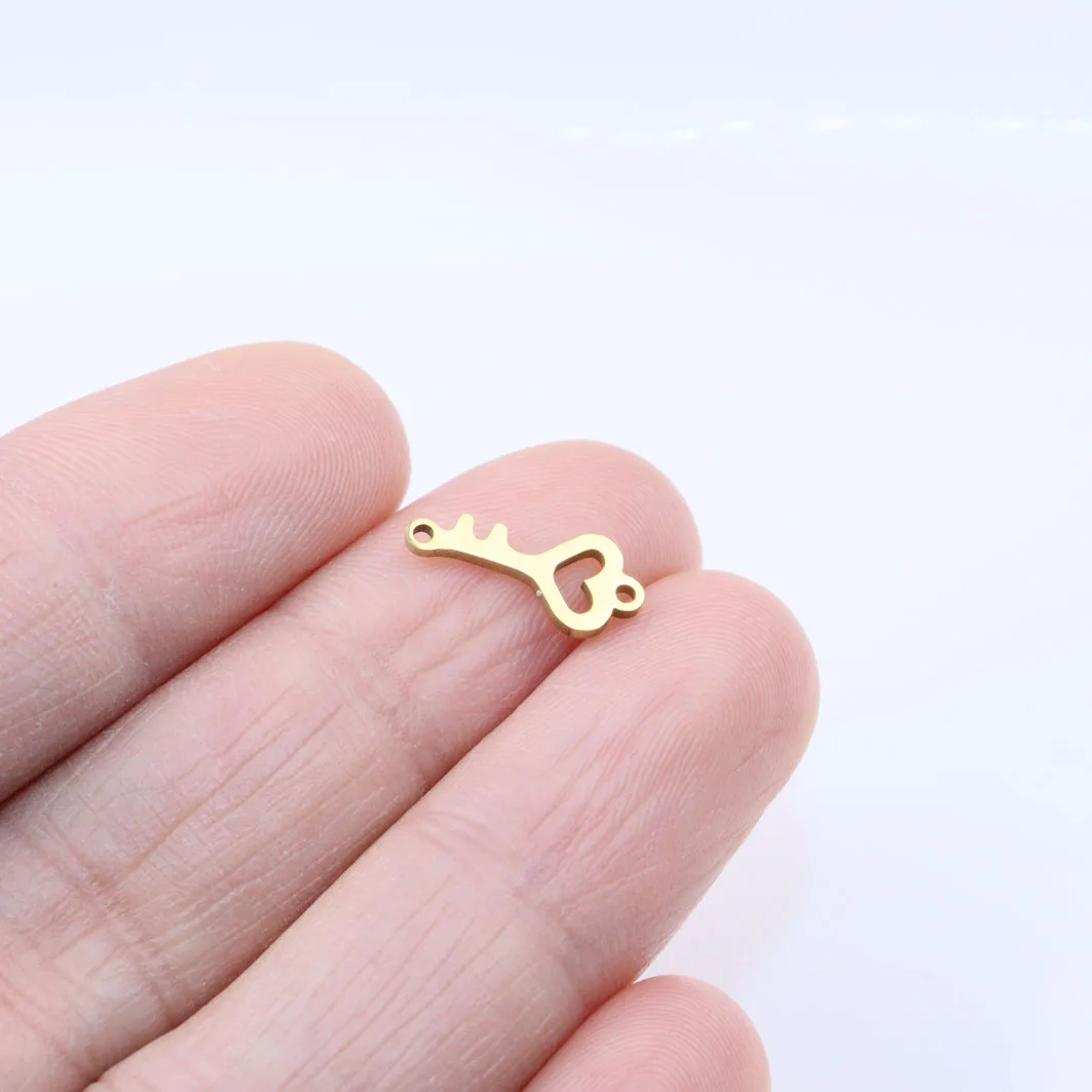 10pcs 10mm 스테인레스 스틸 키 미러 세련된 커넥터 Acc 매력 펜던트 DIY 목걸이 귀걸이 팔찌 Unfading 무색