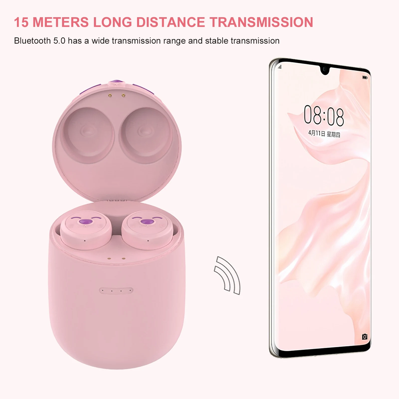 Wireless Headphones TWS Bluetooth Earphones Cartoon Kitten TWS Bluetooth Wireless Binaural Earphones Sports Stereo Headset
