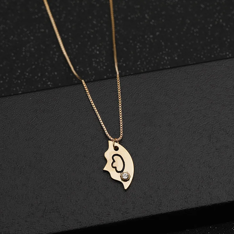 3 Pcs Best Friend Necklaces Set For Women Star Moon Pendant Chain Necklace Bff Choker Girl's Gift Rhinestone Letter Necklaces