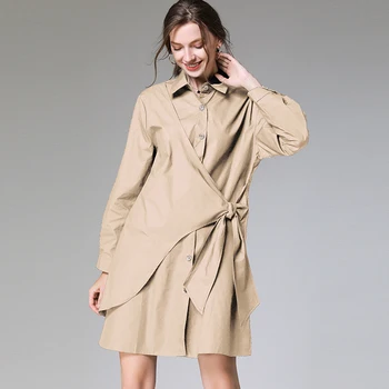 

Shirt Dresses Cotton Women Plus Size White Summer Spring 2020 New Lady Casual Sashes Long Sleeve Oversized Work Dress 4XL