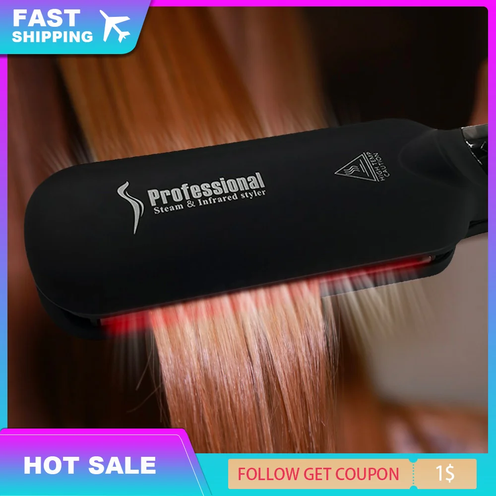 professional infrared flat iron tourmaline ceramic hair straightener 2 inch wide