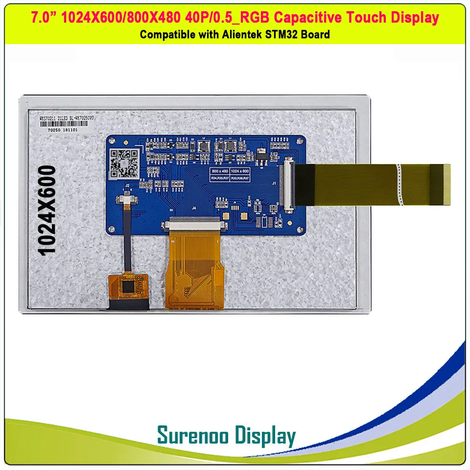 " дюймовый 1024*600/800*480 40P_RGB TFT большой емкостный сенсорный ЖК-модуль панель экрана совместима с Alientek STM32 плата