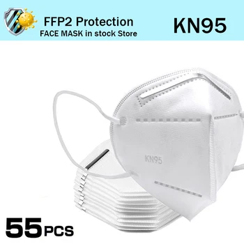 

55Pcs KN95 Masks FFP2 Filter Dust Mouth Face Mask Flu Personal Protective Health Care Mask Fast Shipping
