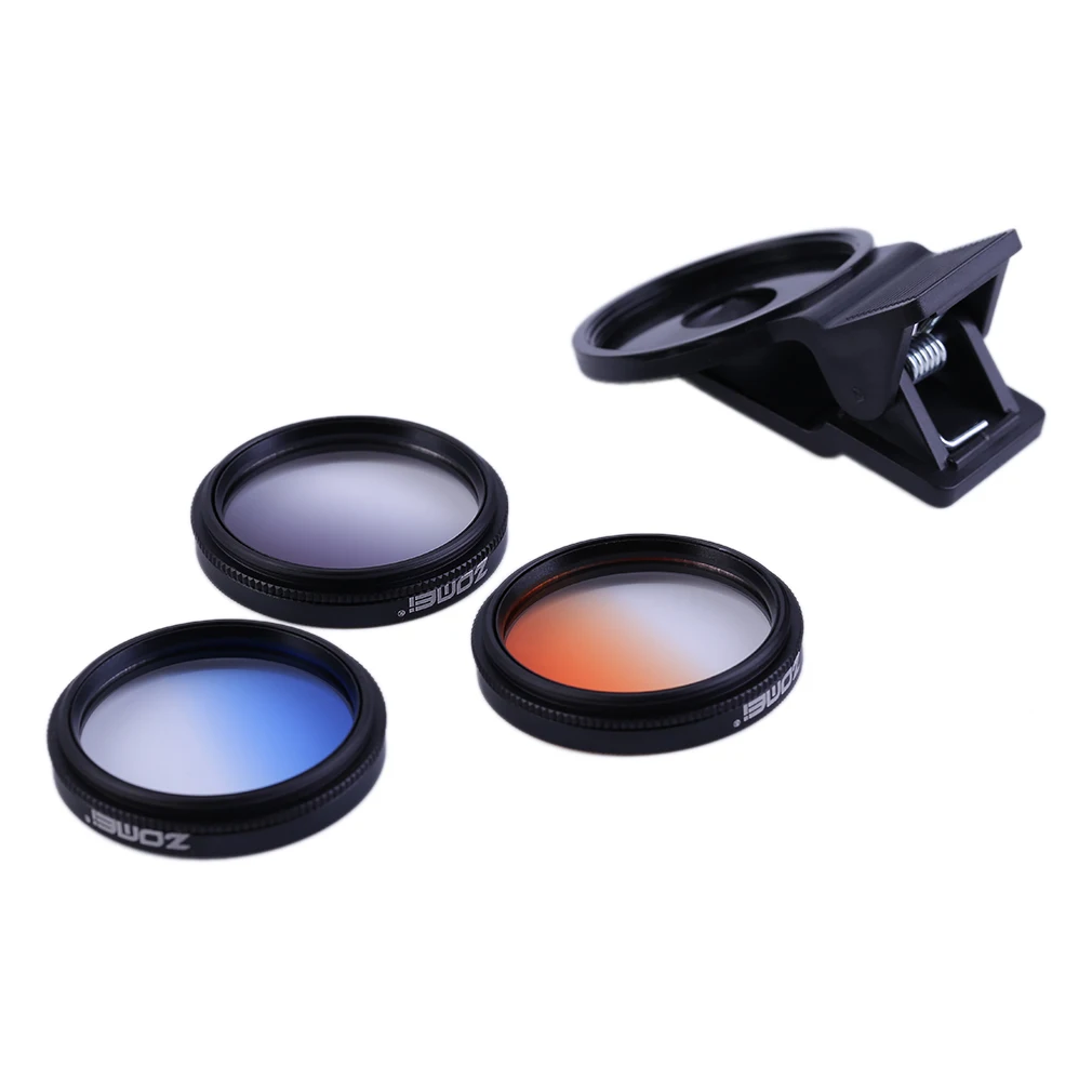 

37MM Professional MATEM2 4 In 1 Universal Mobile Phone Filter Lens + Lens Clips Set For Iphone For Samsung 3 Filter Lens