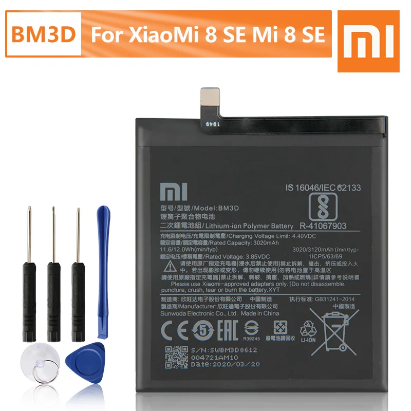 Xiao Mi оригинальный BM3D Аккумулятор для Xiaomi 8 SE MI8 M8SE настоящая сменная батарея