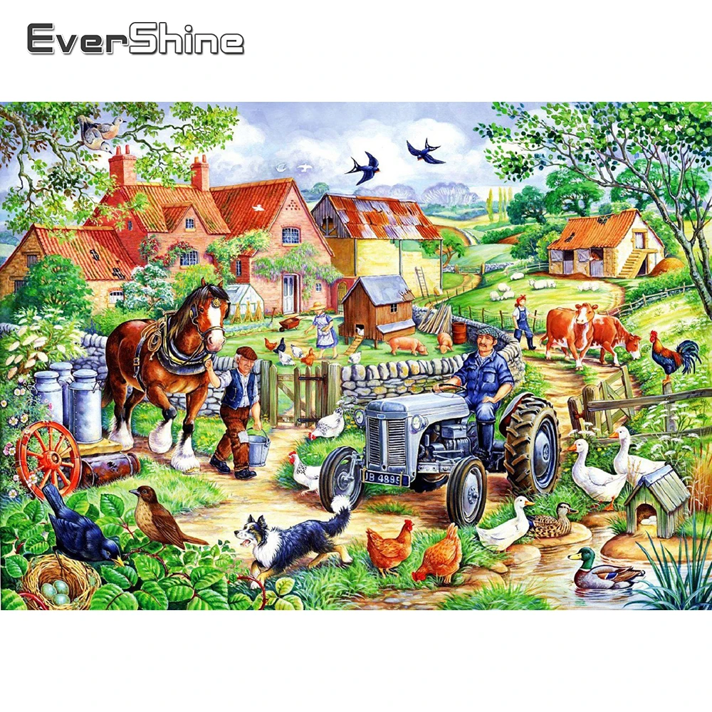 

EverShine Diamond Painting Landscape Picture Rhinestones Diamond Mosaic Full Display Farmhouse Cross Stitch Handmade Decor