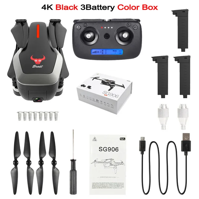 4K 3B BOX Black SG906 gps бесщеточный Профессиональный Дрон 4K HD X50 зум Камера 5G Wifi FPV складной Квадрокоптер RC вертолет селфи дроны X pro - Цвет: 4K 3B BOX Black